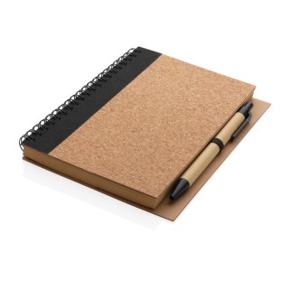 Cuaderno espiral de corcho con bolígrafo promocional